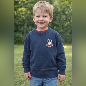 Psycho Bunny Navy Crewneck Sweatshirt Boys Skull & Bones Logo size 4